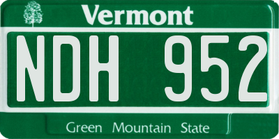 VT license plate NDH952