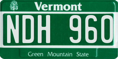 VT license plate NDH960