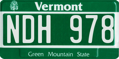 VT license plate NDH978