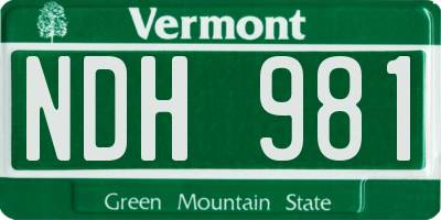 VT license plate NDH981