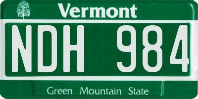 VT license plate NDH984
