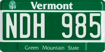 VT license plate NDH985