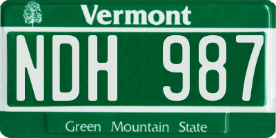 VT license plate NDH987