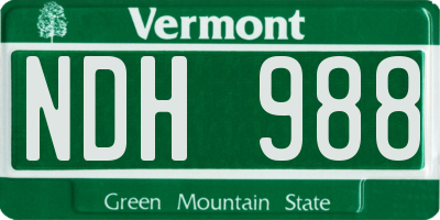 VT license plate NDH988