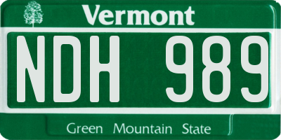 VT license plate NDH989