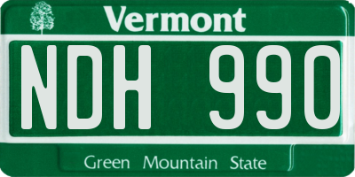VT license plate NDH990