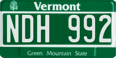VT license plate NDH992