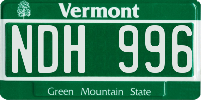 VT license plate NDH996