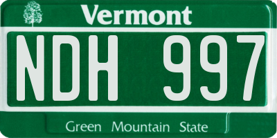 VT license plate NDH997