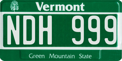 VT license plate NDH999