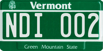 VT license plate NDI002