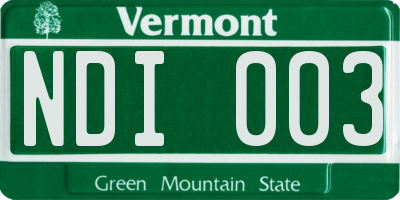 VT license plate NDI003