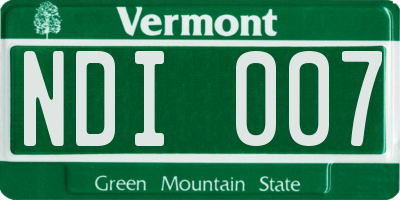 VT license plate NDI007