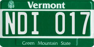 VT license plate NDI017