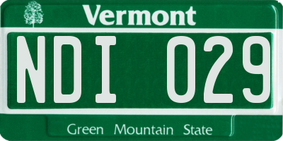 VT license plate NDI029