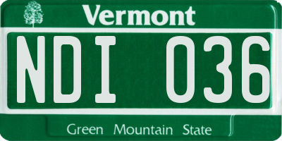 VT license plate NDI036