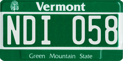 VT license plate NDI058