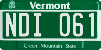 VT license plate NDI061
