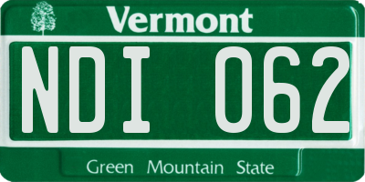VT license plate NDI062