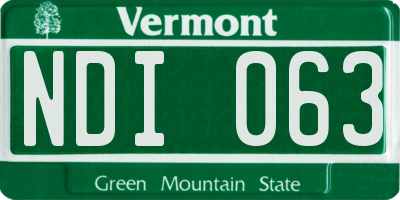 VT license plate NDI063