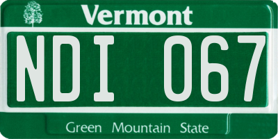 VT license plate NDI067