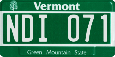 VT license plate NDI071