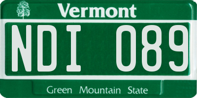 VT license plate NDI089