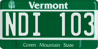VT license plate NDI103