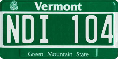 VT license plate NDI104