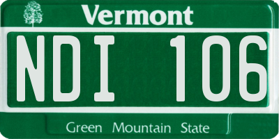 VT license plate NDI106