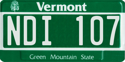 VT license plate NDI107