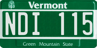 VT license plate NDI115
