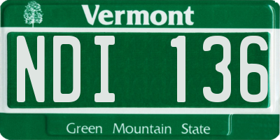 VT license plate NDI136