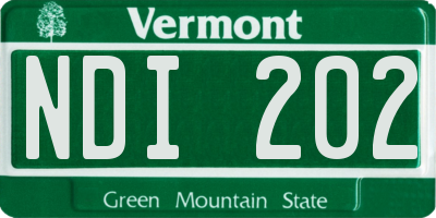 VT license plate NDI202