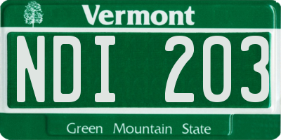 VT license plate NDI203