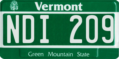 VT license plate NDI209