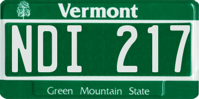 VT license plate NDI217