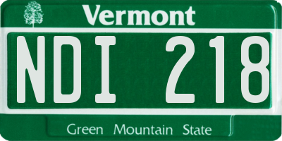 VT license plate NDI218