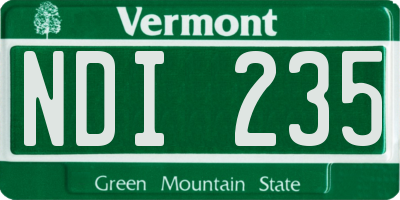 VT license plate NDI235