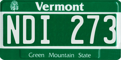 VT license plate NDI273