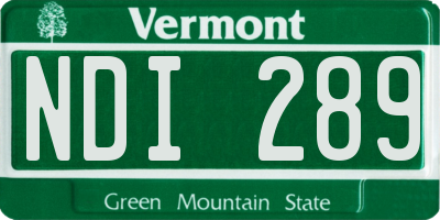 VT license plate NDI289