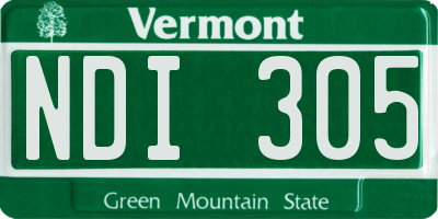 VT license plate NDI305