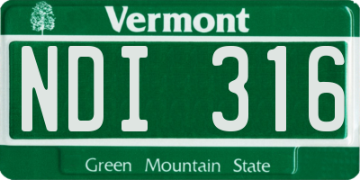 VT license plate NDI316