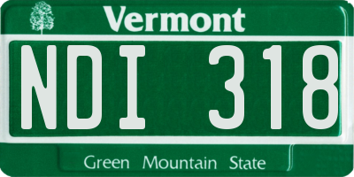 VT license plate NDI318