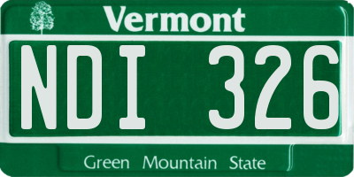 VT license plate NDI326