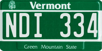 VT license plate NDI334