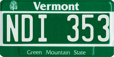 VT license plate NDI353