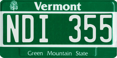 VT license plate NDI355