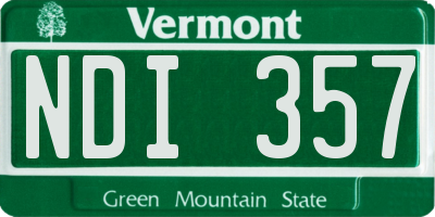 VT license plate NDI357