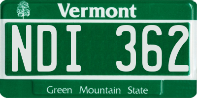 VT license plate NDI362
